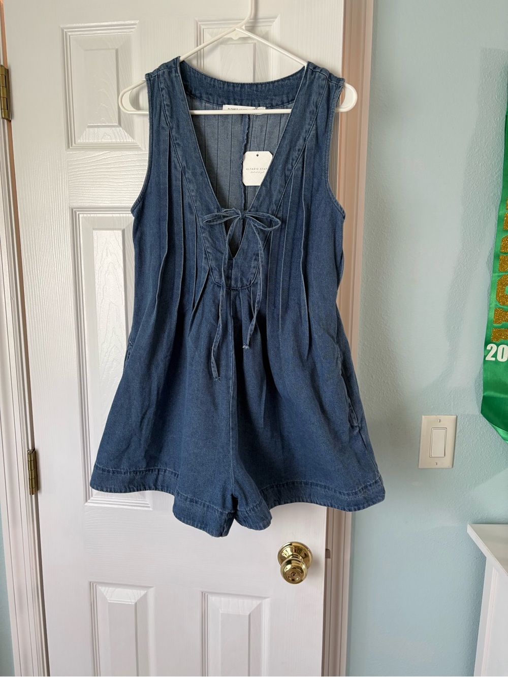 Altar'd State Denim Blue womensTie-Front Romper